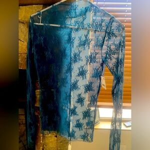 Free People Lady Lux Layering Top, blue size medium